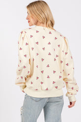 Cozy Heart Print Oversized Crewneck Sweatshirt - SAGE + FIG